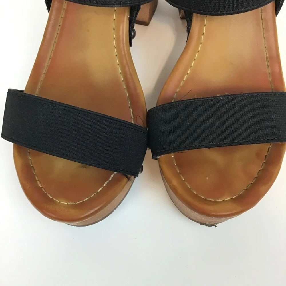 MIA 90’s Black Strap Platform Open Toe Retro Block Heel Heeled Sandal 8.5